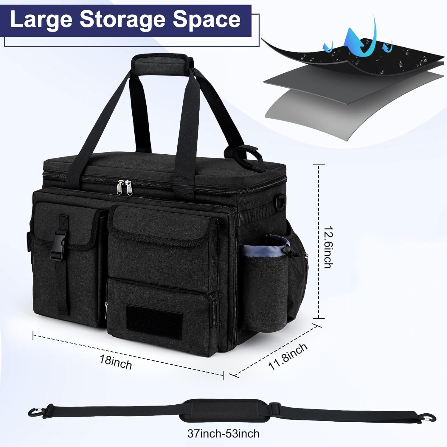 Patrol Bag Law Enforcement Police Gear Bag, Car Front Seat Organizer Tactical Officer Duty Bags, Police Car Accessories for Passenger Seat, Multiple Compartment Molle Webbing Removable Shoulder Strap - Image 2