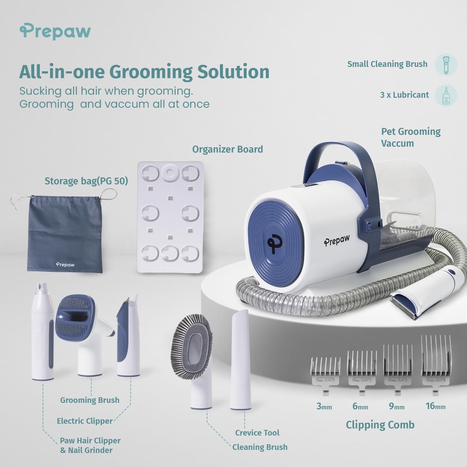 Premium Pet Grooming Kit with Vacuum, 11000Pa Suction Power, 2.5L Dust Cup, 7 Grooming Tools, Cordless Paw Trimmer, Nail Grinder, Large Capacity Dust Cup, Whisper Operation, USA Design - Image 2