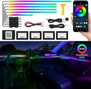 Acrylic Interior Car LED Strip Light with Wireless APP, RGB Dreamcolor 6 in 1 with 175 inc...