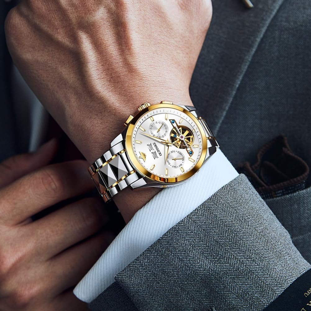 OLEVS Watches for Men Luxury Diamond Casual Large Dial Watches Stainless Steel Waterproof Business Dress Analog Luminous Date Mens Watches - Image 2