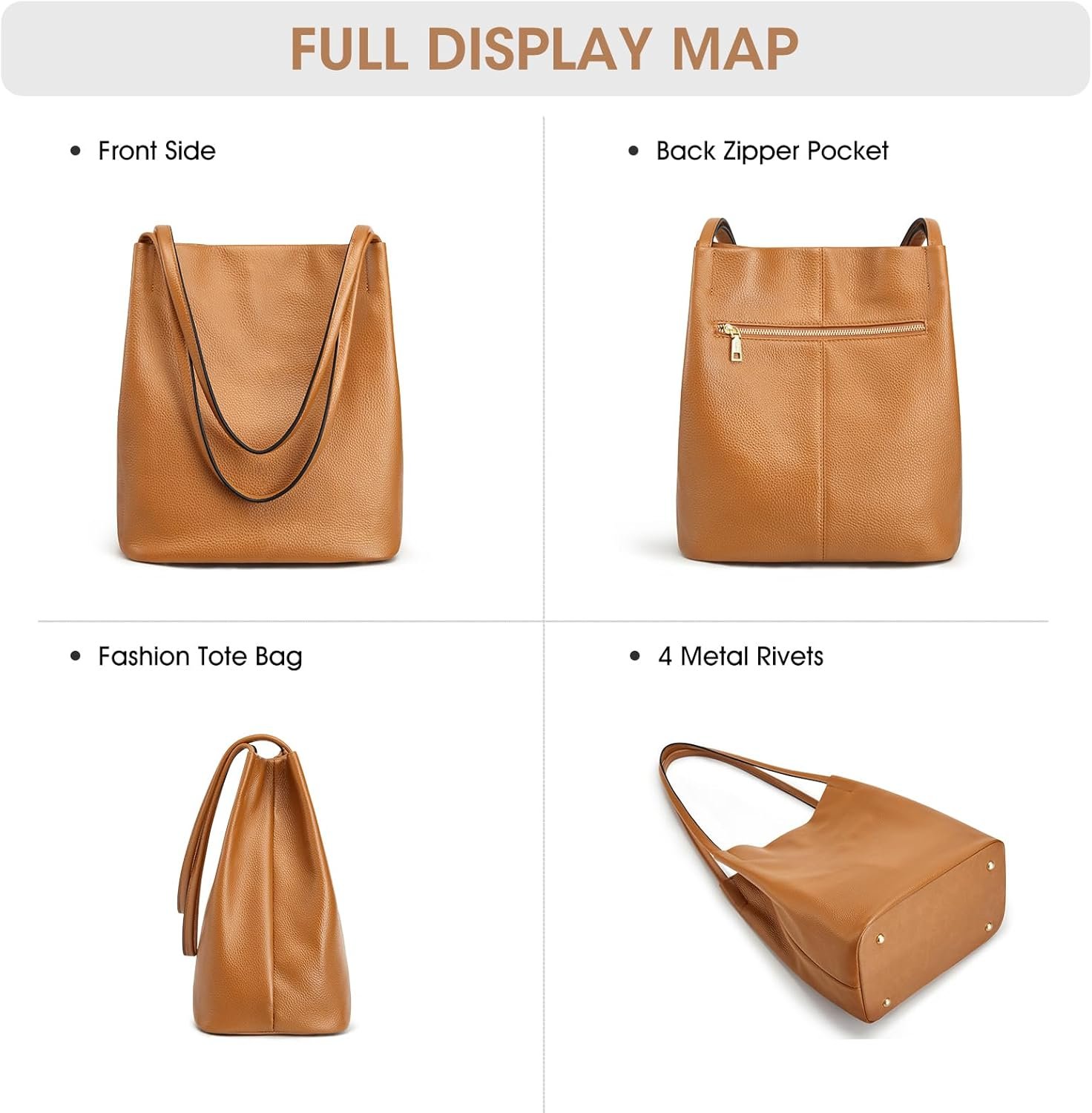 Kattee Women Soft Genuine Leather Totes Shoulder Bag Purses and Handbags with Top Magnetic Snap Closure - Image 6