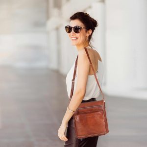 Olga Women’s Extra-Large Genuine Leather Crossbody Purse – Soft Triple-Zip Shoulde...