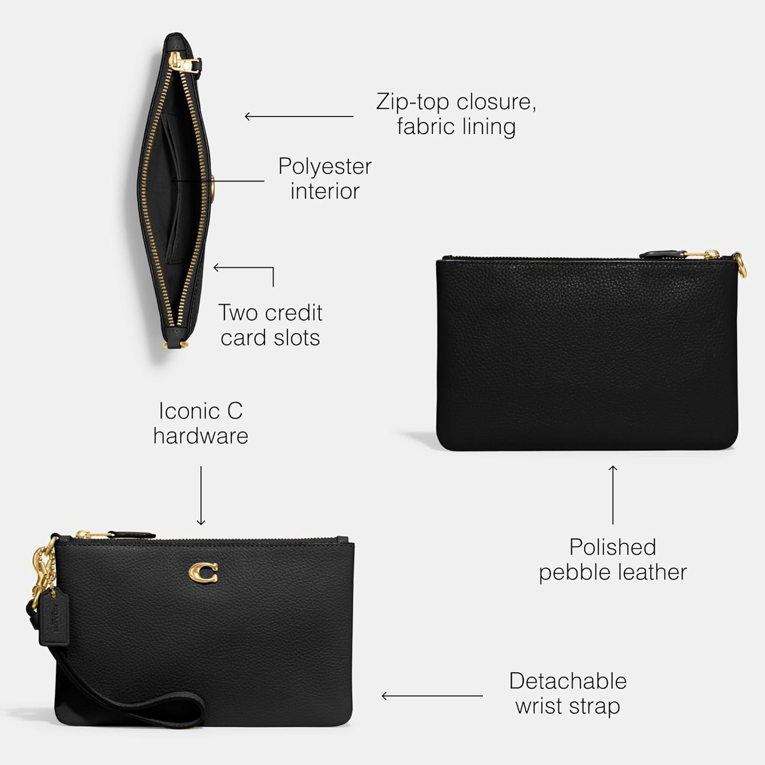 Coach Women's Polished Pebble Small Wristlet - Image 3