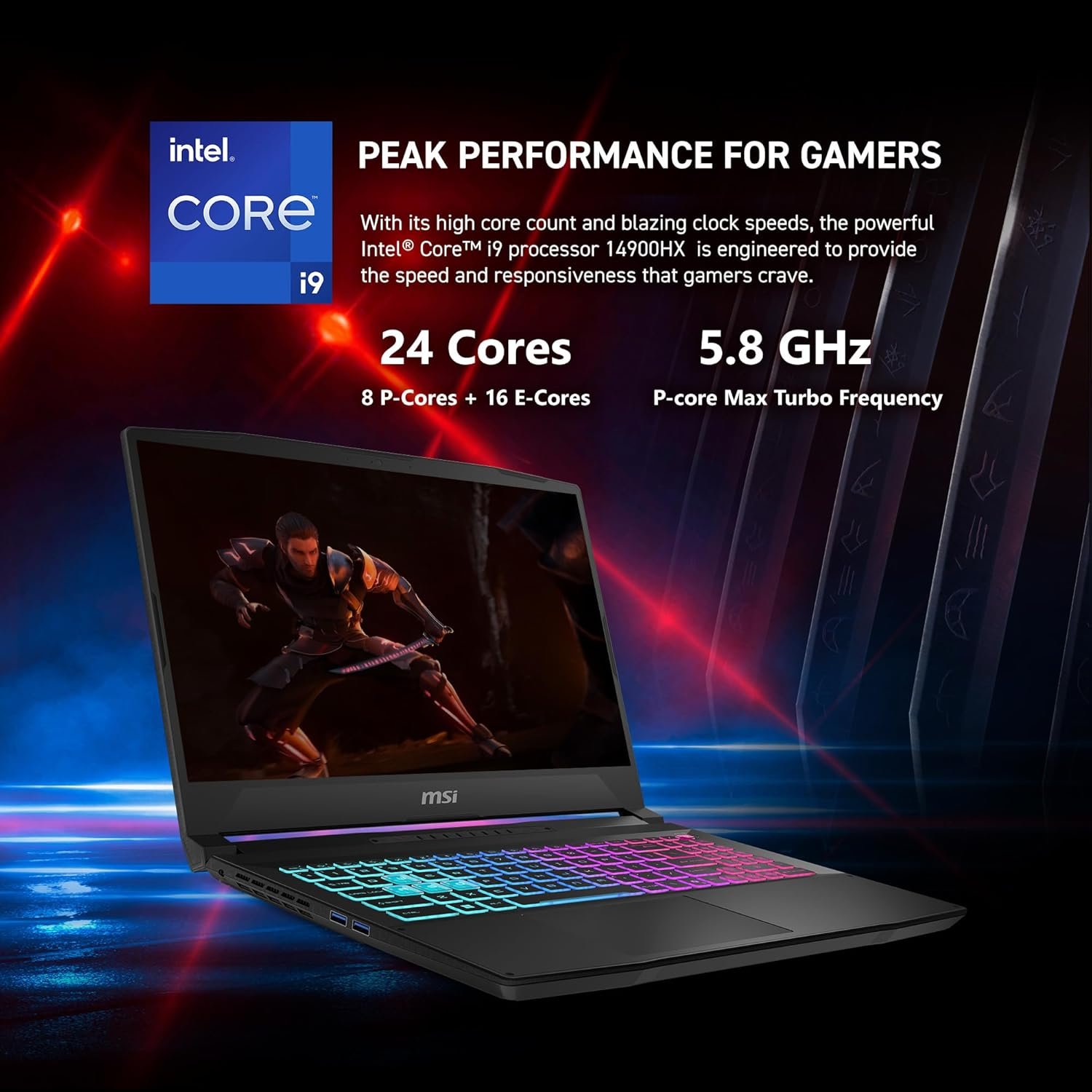 MSI Katana 15 HX 15.6” 165Hz QHD+ Gaming Laptop: Intel Core i9-14900HX, NVIDIA Geforce RTX 5070, 32GB DDR5, 1TB NVMe SSD, RGB Keyboard, Win 11 Home: Black B14WGK-016US - Image 2