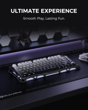 GravaStar Mercury K1 75% Wireless Mechanical Gaming Keyboard, Aluminum Alloy, Gasket Compact Custom Keyboard Hot-Swap Socket, Linear Switches, RGB Backlit – Gradient Black