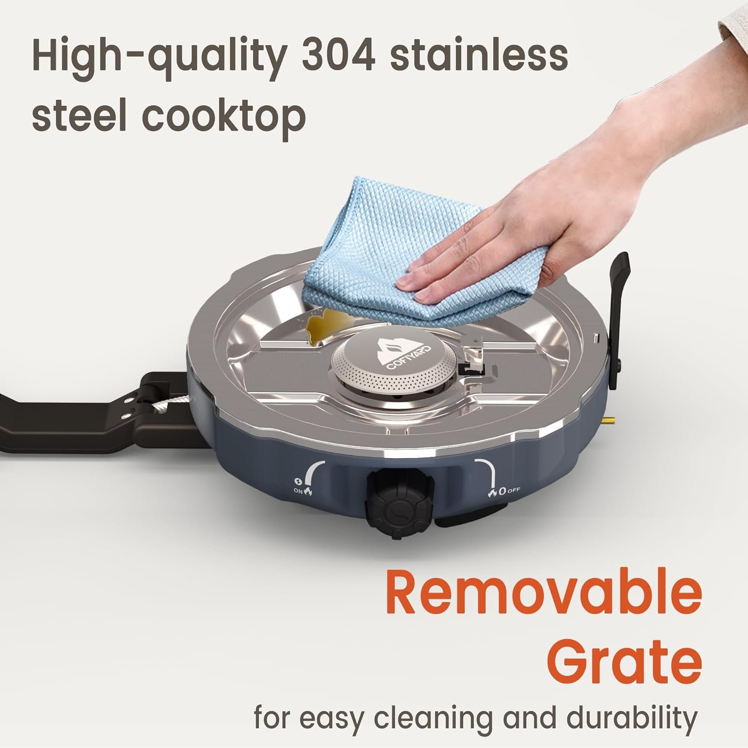 20,000 BTUs 2 Burner Propane Camping Stove, Portable Folding Camp Stove with Adjustable Burners, Built-in Ignition and Carrying Bag, Dual Gas Stoves for Tailgating, Camping, BBQ Overland Grey - Image 5