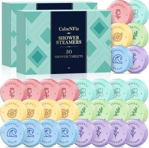 60 Pack Shower Steamers, Shower Bath Bombs with Natural Fragrance – Holiday Presents – Self-Care Presents for Women and Men, Relaxation Birthday Presents