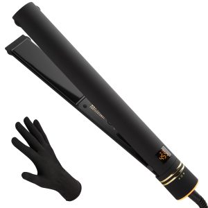 HOT TOOLS Pro Artist Black Gold Ionic 1 1/4 Inch Flat Iron – Use as Straightener for...