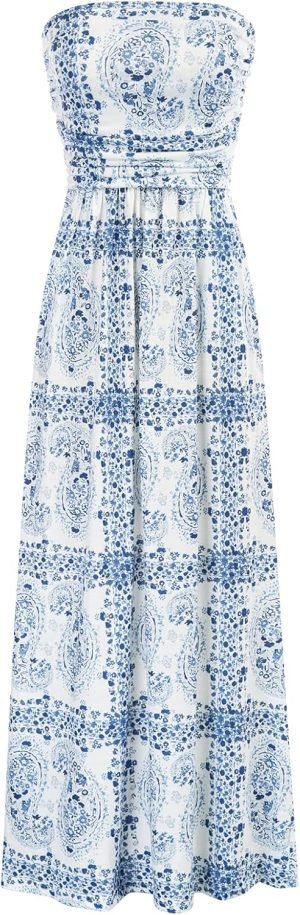 GRACE KARIN Women Strapless Dress Casual Loose Ruched Long Maxi Dress with Pockets