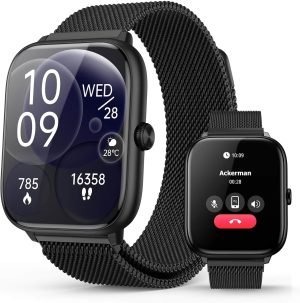 Smart Watch for Men with Blood Pressure Monitor, 2.06″ AMOLED Always-On Display, IP68 Waterproof Fitness Tracker, 118 Sports Modes, Heart Rate/SpO2/Sleep Monitor, Compatible with Android iPhone