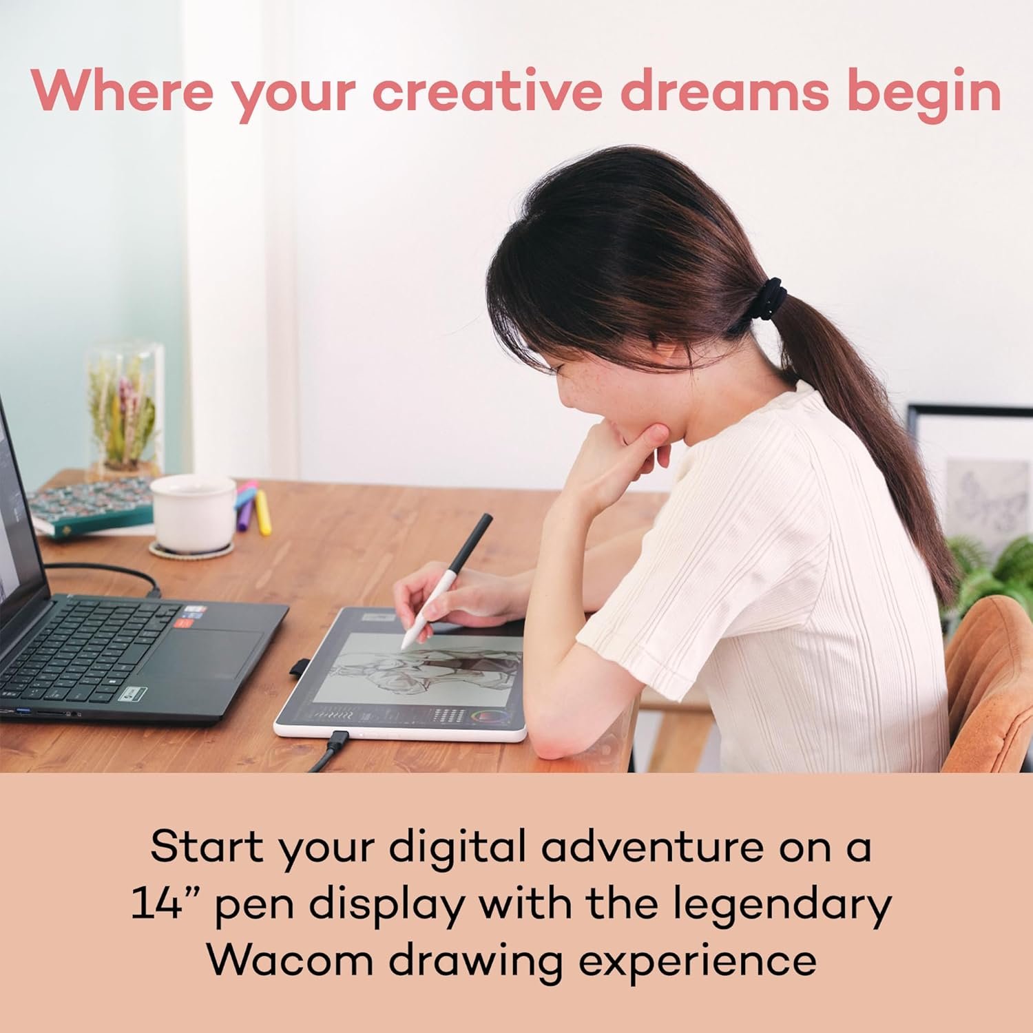 Wacom One 14 Drawing Tablet with Screen, 14” HD Full-Laminated Digital Art Tablet with Creative Software and Training, Graphics Drawing Pad for Mac and Windows - Image 4