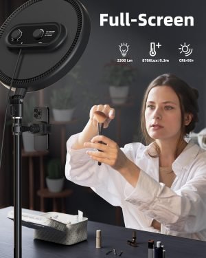 TODI Large Ring Light with 79″ Stand, 6500K Full-Screen Selfie Light Ring with Stand and Phone Holder, Professional Big Ring Light for Live Stream, YouTube, TikTok, Makeup, Video, Barber, Photography