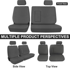 SAPUBK Front Seat Covers Replace for 1992-1998 Toyota T100 Regular/XCab 60/40 Split with Opening Armrest, No Shifter Cutout, Knitted Fabric Composite Soft Foam Lining Airmesh Breathable Seat Cover