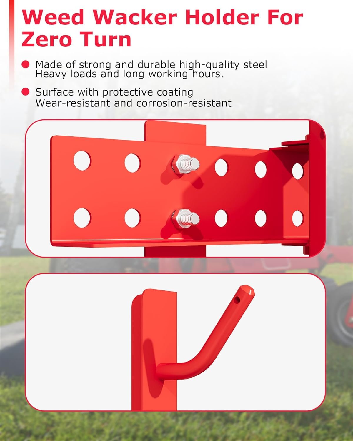 Zero Turn Mower Trimmer Holder, with Automatic Clamping and Locking System. Zero Turn Trimmer Rack Secures Trimmer to Lawn Mower Fit for Walk-Behind, Stand-On, and ZTR Mowers - Image 4