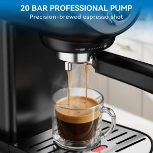 Espresso Machine, 20 BAR Pump Temperature Control, Compact Espresso Maker with Steam Milk ...