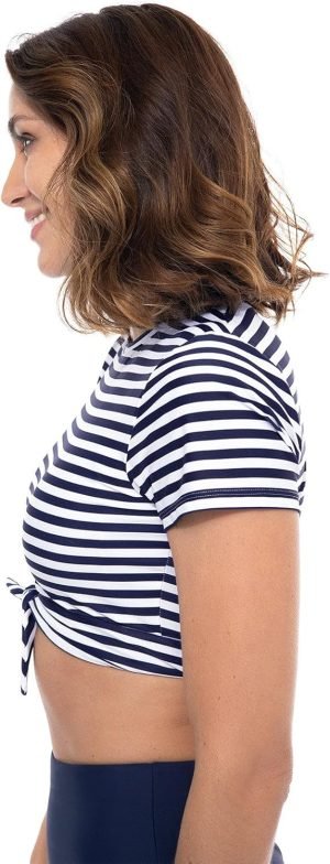 Women’s Swim Crop Top – UPF 50+ Sun Protection – Hibiscus