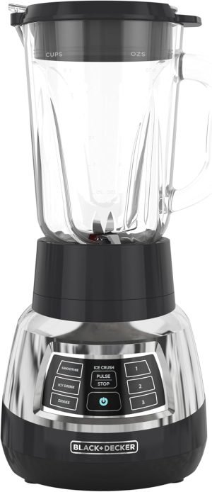 BLACK+DECKER BL1400DG-P Quiet Stainless Steel Blender with Cyclone Glass Cup