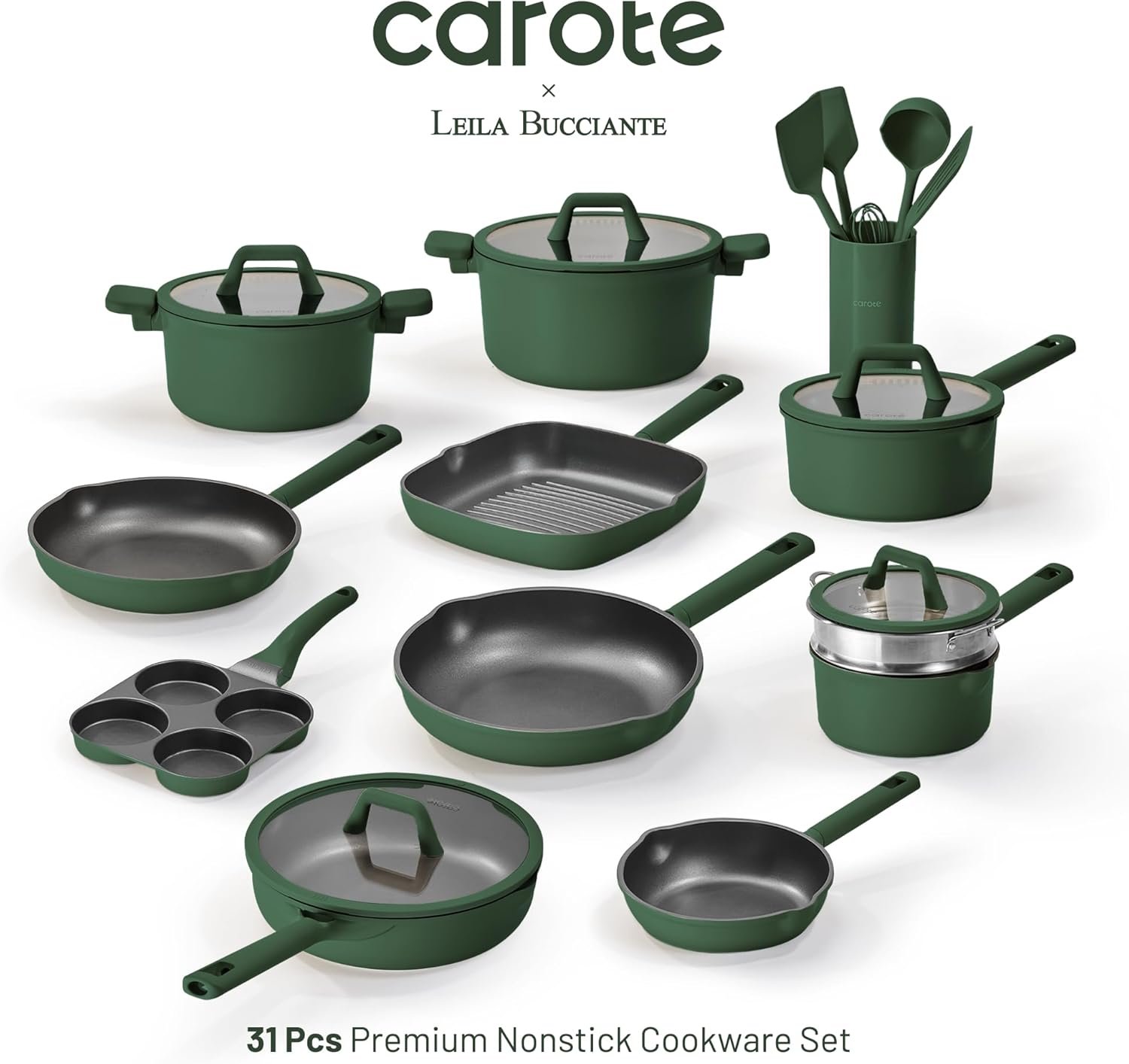 CAROTE 31PCS Pots and Pans Set, Nonstick Cookware Set Kitchen Non Stick Induction Cookware Non-toxic Granite Cooking set - Image 4