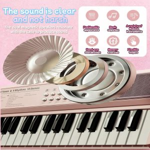 37 Key Electric Piano Keyboard for Kids,Early Learning Educational Electronic Musical Instrument Toys,Microphone & Music Stand,Kids Piano Keyboard for 3-7 Year Old (Pink)