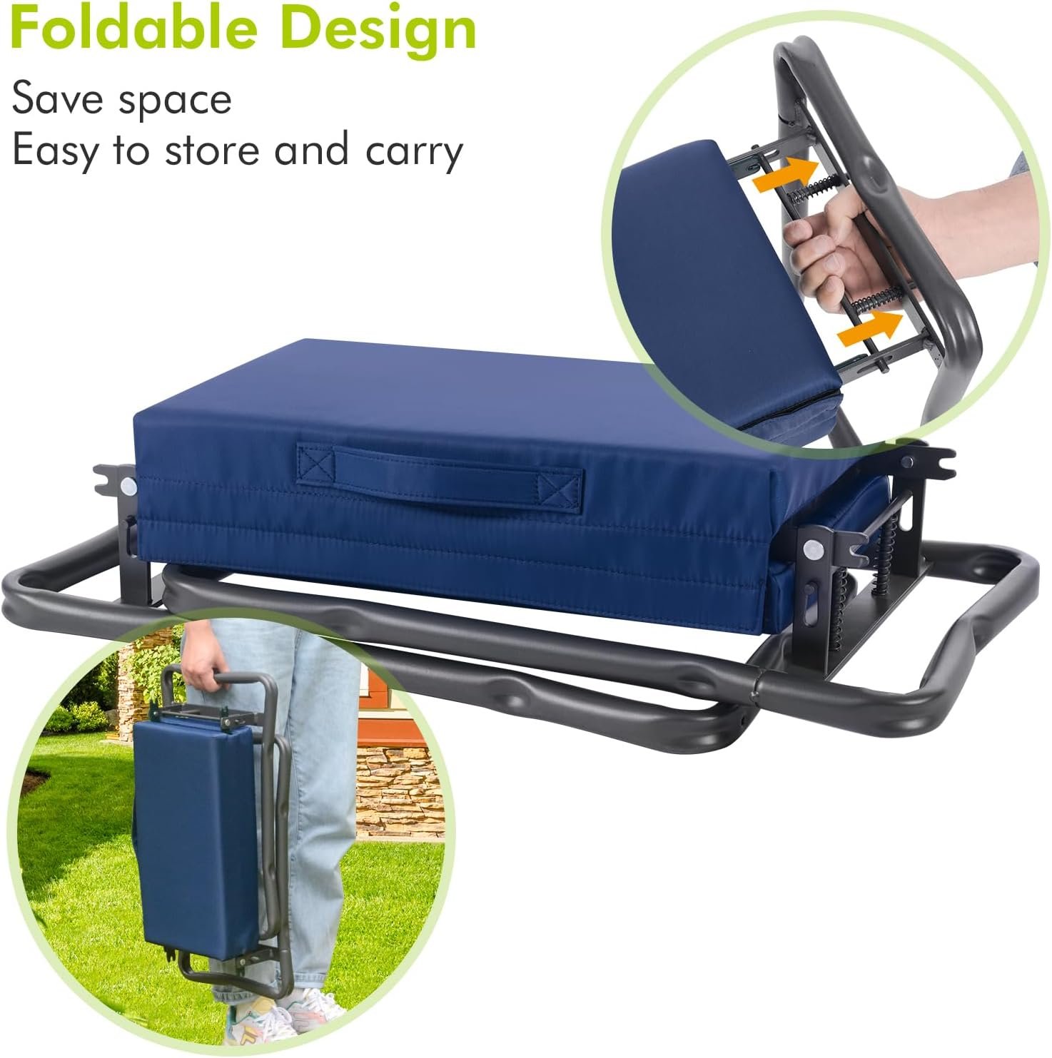 ikkle Heavy Duty Garden Kneeler Seat and Gardening Stool - Thicker Wider Soft Detachable Kneeling Pad - Gift for Women Men Christmas (Holds 330lbs/150kg) - Image 4