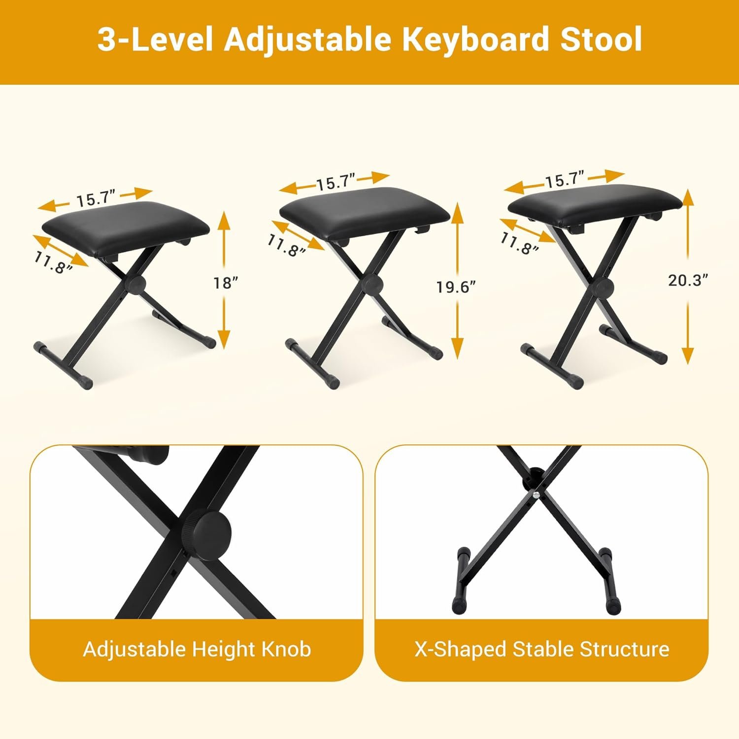 ZENY 61-Key Portable Electric Keyboard Piano with Built In Speakers, LED Screen, Headphones, Microphone, Piano Stand, Music Sheet Stand and Stool - Image 5
