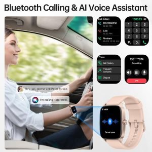 Smart Watches for Women Men with Bluetooth Call & AI Voice, 1.85″ HD Fitness Tracker with Heart Rate SpO2 Sleep Monitor, 100+ Sports Modes,Mini Games, IP68 Waterproof Smartwatch for Android iOS Phones