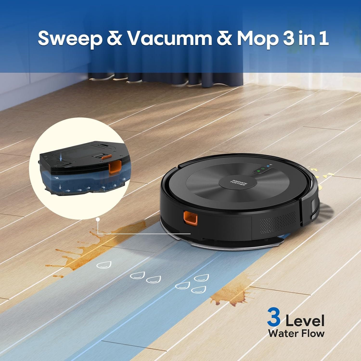 Robot Vacuum and Mop, 4000Pa 3-in-1 Robotic Vacuum Cleaner, Alexa & APP Control, Schedule Cleaning, Self-Charging, Slim and Quiet, Robotic Vacuum Perfect for Pet Hair, Hard Floor, Carpet - Image 6