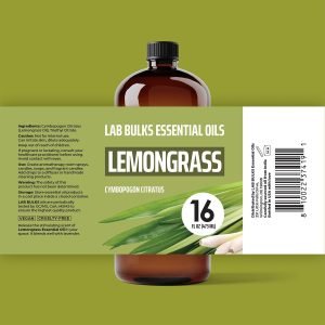 Lab Bulks Essential Oil Lemongrass Essential Oil 2-Pack, 16oz Bottle, Bulk for Diffusers, Home, Care, Aromatherapy, Candles