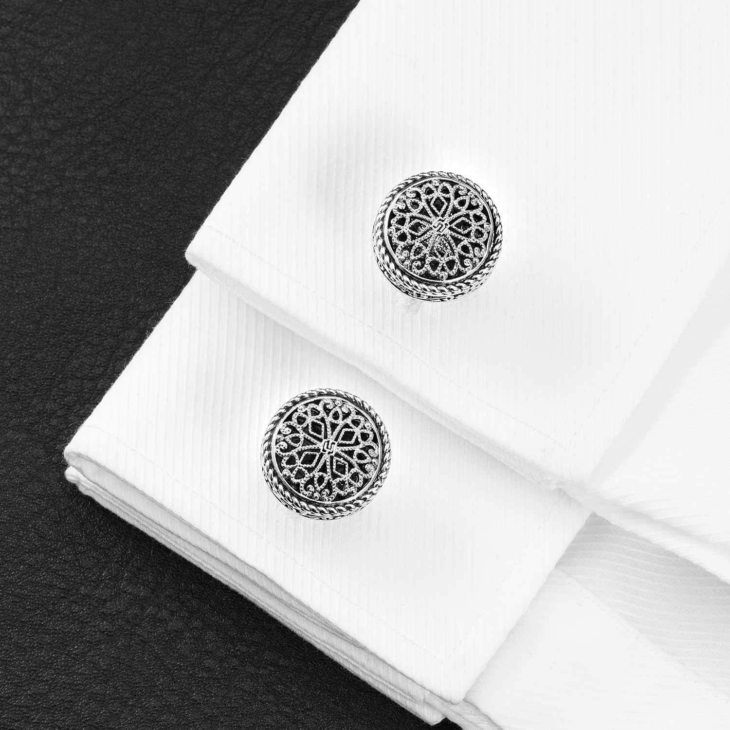 Cuff Links Mens, Cufflinks for Men, Men's Cuff Links for Wedding, Business, Father's Day, Gift for Men, 18K Gold Plated with Luxury Wooden Gift Box - Image 4