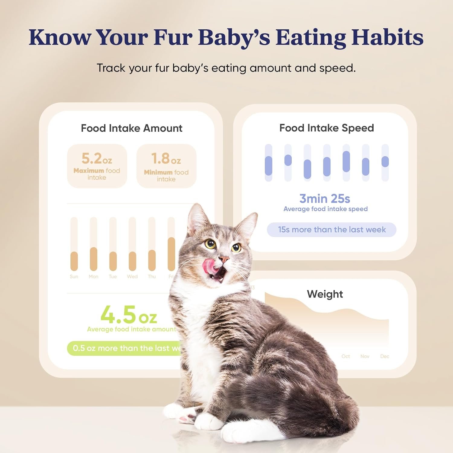 Automatic Cat Feeder, WiFi Smart Scale Tracks Pet's Food Intake, App Control, 3.6L Timed Food Dispenser for Cats and Dogs, Up to 10 Meals Per Day, Stainless Steel Bowl, Dual Power Supply - Image 5