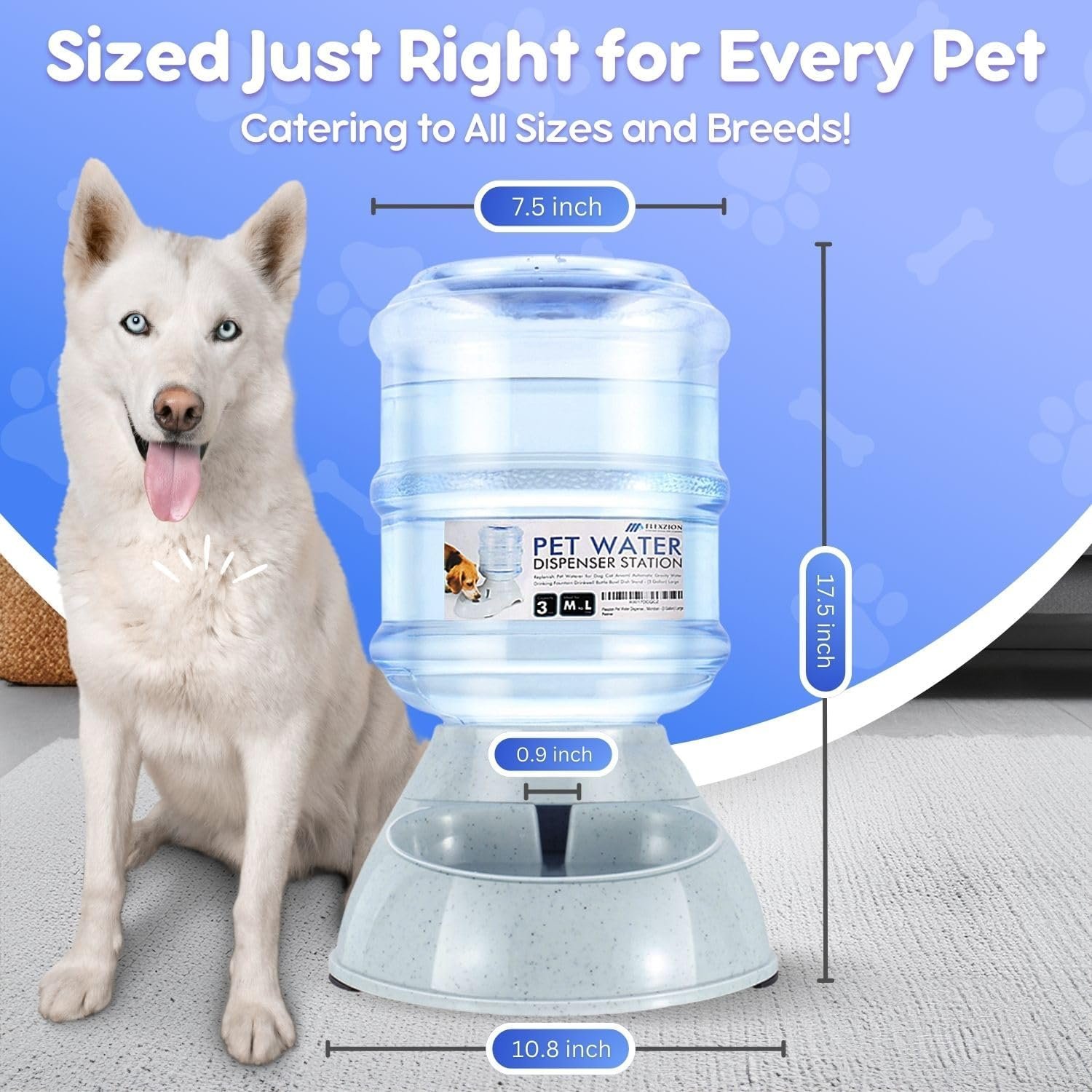 Flexzion Gravity Pet Water Dispenser Drinking Station for Dogs Cats (3 Gallon) Automatic Replenish Waterer for Small Large Breed Dog Cat,Feeding Watering Fountain Supplies Bottle Dish Bowl - Image 8