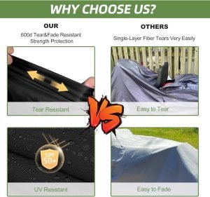 Lawn Mower Cover, 600D Waterproof Zero Turn Mower Cover, Outdoor Universal Zero Lawnmower Cover with Reflective Strip (79×46×55 Inch/Black)