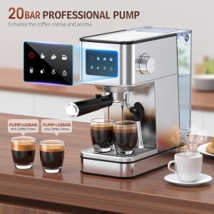Espresso Machine with Milk Frother, 20 Bar Compact Espresso Maker with Touch Screen &...