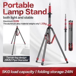 FreeSea Light Stand Aluminum, Adjustable Tripod Stand for Photography, 260cm/102inch Studio Sturdy Tripod for Speedlite Flash Softbox Strobe Light Camera with Carrying Bag