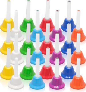 24 Pcs 8 Note Metal Hand Bells for Kids Christmas Kids Hand Bells Musical Handbells Baby Music Toy Percussion Instrument for Toddlers Children’s Day Family Activity School and Classroom