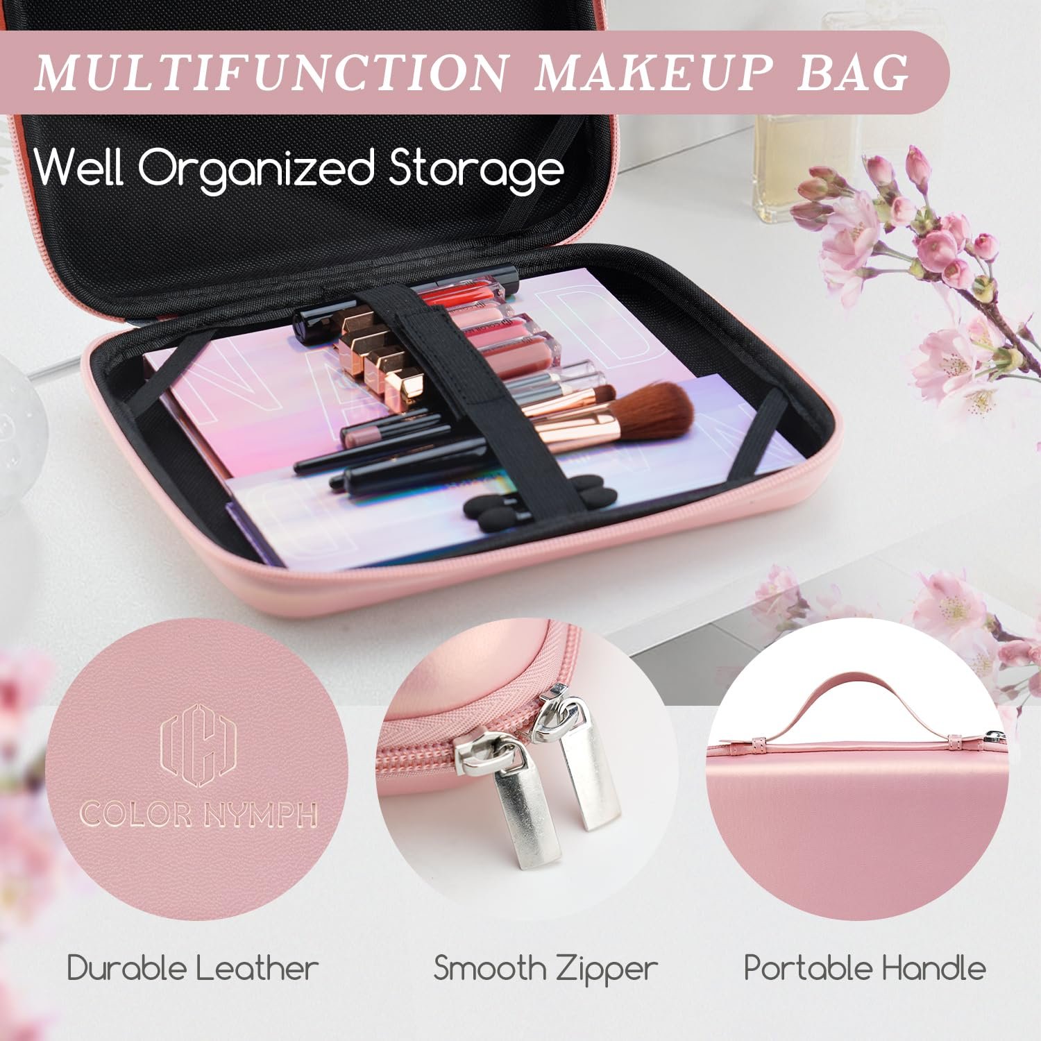 Color Nymph Makeup for Teens with Reusable Pink Handbag, All In One Girls Makeup Sets Makeup Kits for Girls Women with Eyeshadow Blushes Bronzer Highlighter Lipgloss - Image 6