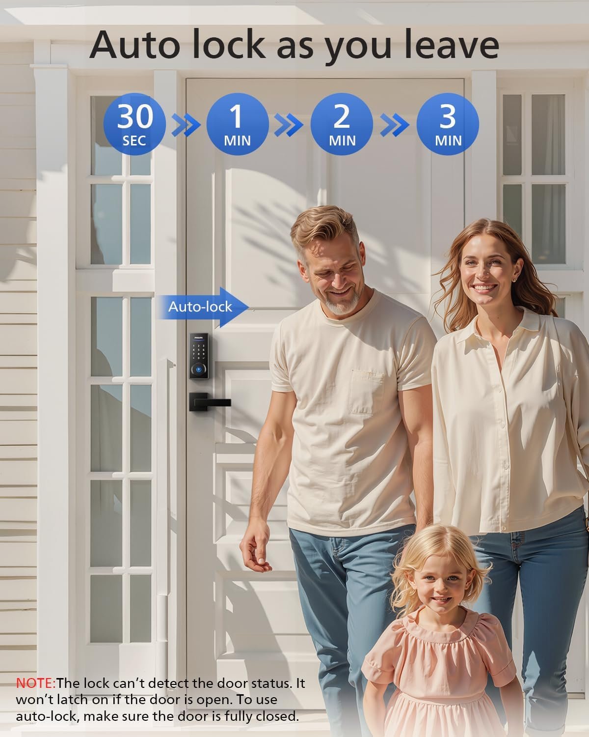 Philips Smart Lock with Handles, Keyless Entry Door Lock Set, Smart Door Lock with 2 Level Handles, Digital Keypad Deadbolt for Front Door, App Fingerprint PIN Code Unlocking, Auto Locking - Image 7