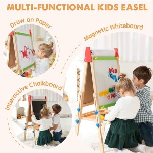 Tiny Land Easel for Kids with 2 Drawing Paper Roll, Adjustable Kids Art Easel, Learning-To...