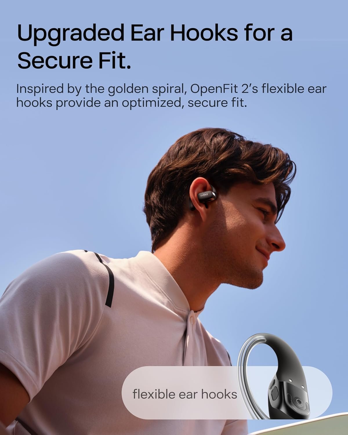 SHOKZ OpenFit 2 Open-Ear Headphones,True Wireless Bluetooth Earphones with Microphone,Earhook Earbuds with 48 Hours of Playtime,Fast Charging,IP55 Water-Resistant,with Carrying Bag,Black,Bluetooth5.4 - Image 6