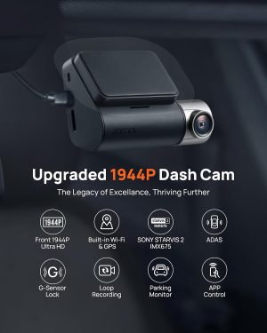 70mai Dash Cam Front and Rear A510,1944P+1080P with STARVIS 2 IMX675 and 64GB Card, Dash C...