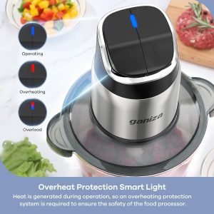 Ganiza Food Processor, 2-Speed Food Chopper Meat Grinder with 8 Cup Stainless Steel &...