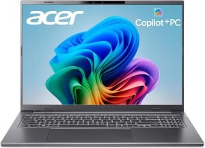 acer Aspire 16 AI Copilot+ PC | 16″ WUXGA 120Hz 100% sRGB Display | Snapdragon X | NPU: 45 Tops – GPU: Up to 1.7 TFLOPs | 16GB LPDDR5X | 512GB PCIe Gen 4 SSD | Wi-Fi 7 | A16-11M-X0LW
