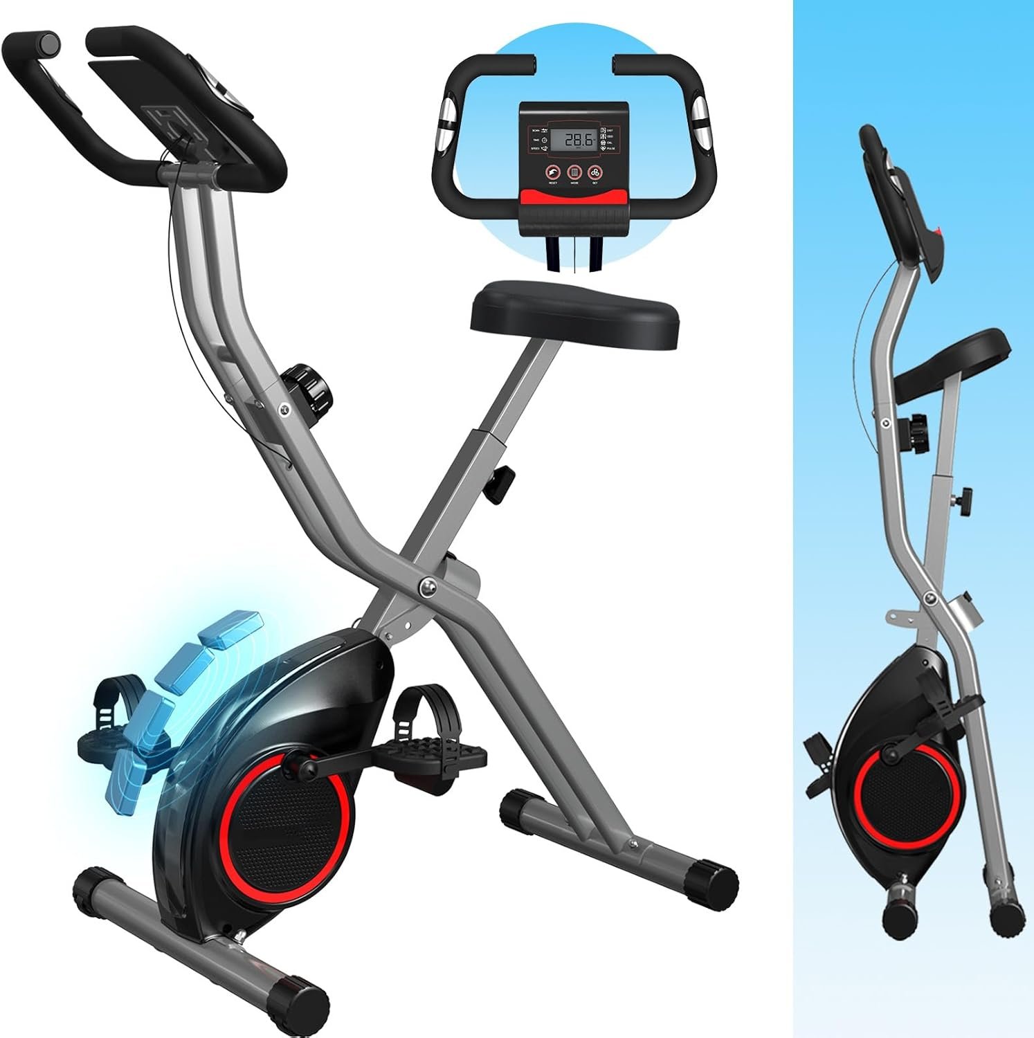 Foldable Exercise Bike for Small Apartments, Stationary Bikes for Home, Indoor Portable Cycling Bike with 16-Level Magnetic Resistance, 260LBS Capacity, 5.5 LBS Flywheel, for Small Space Workout 816 - Image 8