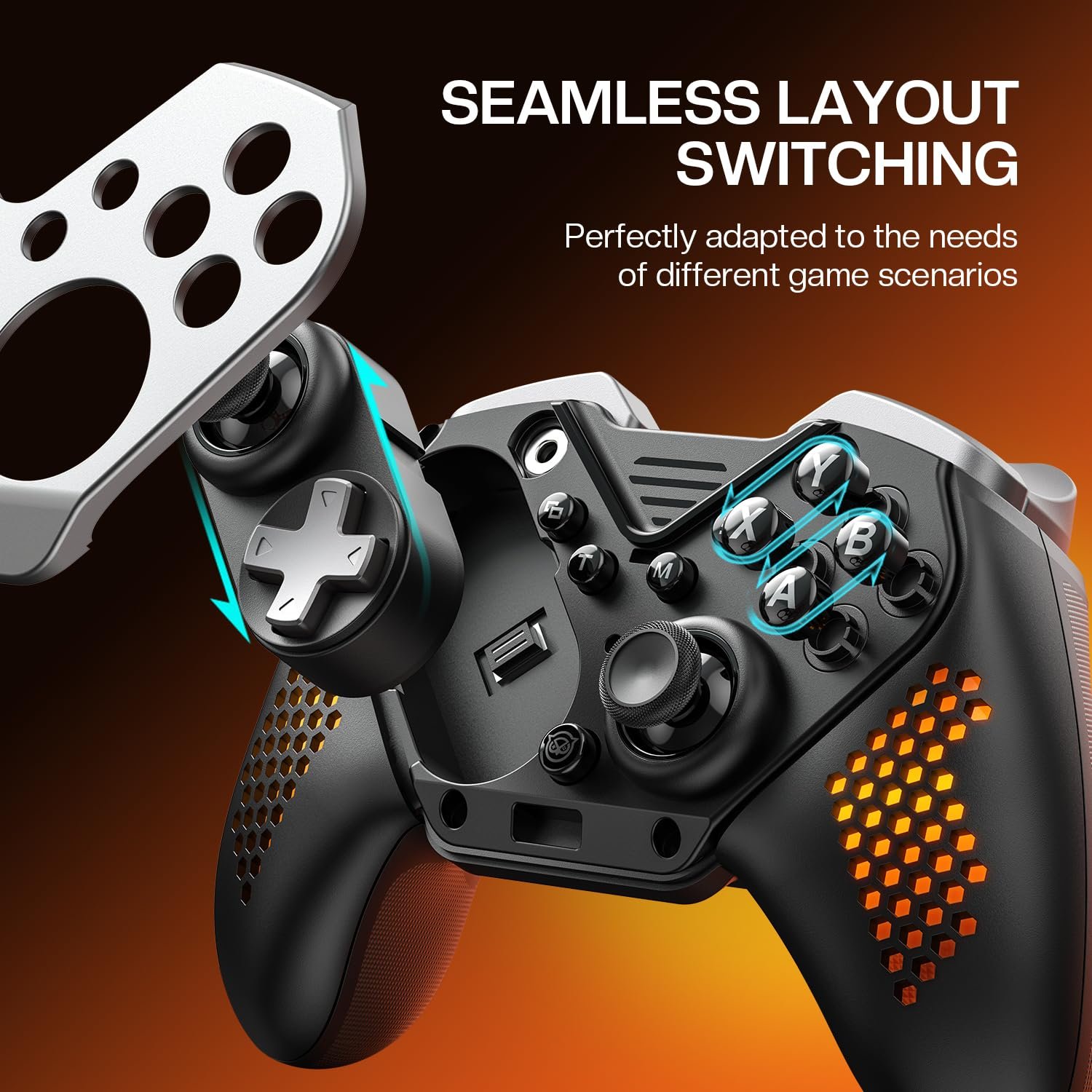 NYXI Flexi Wireless PC Controller, 1000Hz Polling Rate Hall Effect Joystick, Interchangeable D-pad&Left Joystick, 4 Mppable Buttons, 800mAh, Adjustable Turbo/Vibration for PC/Switch 2/iOS/Android - Image 2