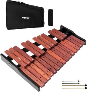 VEVOR Glockenspiel Xylophone, 25 Notes, Wooden Professional Xylophone Percussion Instrument, with 4 Mallets, Carrying Bag, Beginner Glockenspiel Musical Instrument Kit for Adults and Kids Students