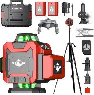 16 Lines Self-Leveling Laser Level with Tripod, 4×360°4D Green Cross Line Vertical & Horizontal Laser for Construction,Home Renovation,Remote Controller&Durable Case
