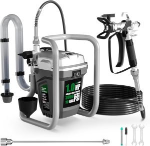 Airless Paint Sprayer, High-Pressure Electric Paint Spray Gun with Extension Rod, Thinning-Free Professional Painting Tool for Interior/Exterior Walls, Fences, Ceilings, Cabinets (Industrial Style)