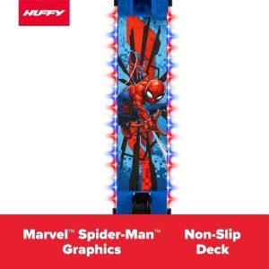 Huffy Disney and Marvel Light Up Kids’ Inline Scooters, Multiple Color Options, LED Lights, Ages 5+ Years Old, Adjustable Handlebar, Durable Steel Frame, Foldable, Girls/Boys, 2-Wheels