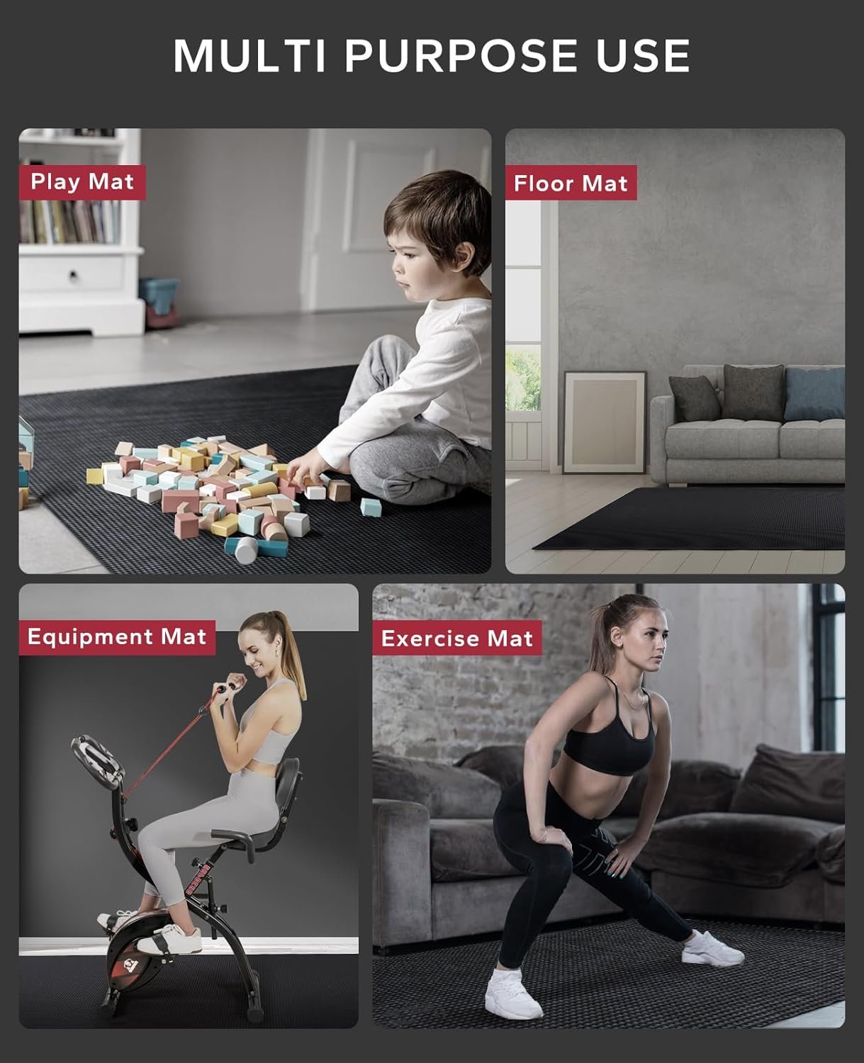 HAPBEAR Extra Large Exercise Mat-7'x5'/6'x8'/6'x9'/6'x10'/6'x12'x8mm(1/3 inch),Non-Slip, Ultra Durable, Thick Workout Mats for Home Gym Flooring Cardio, Yoga Mats for Fitness, High-Density Exercise Mat, Shoes-Friendly - Image 5