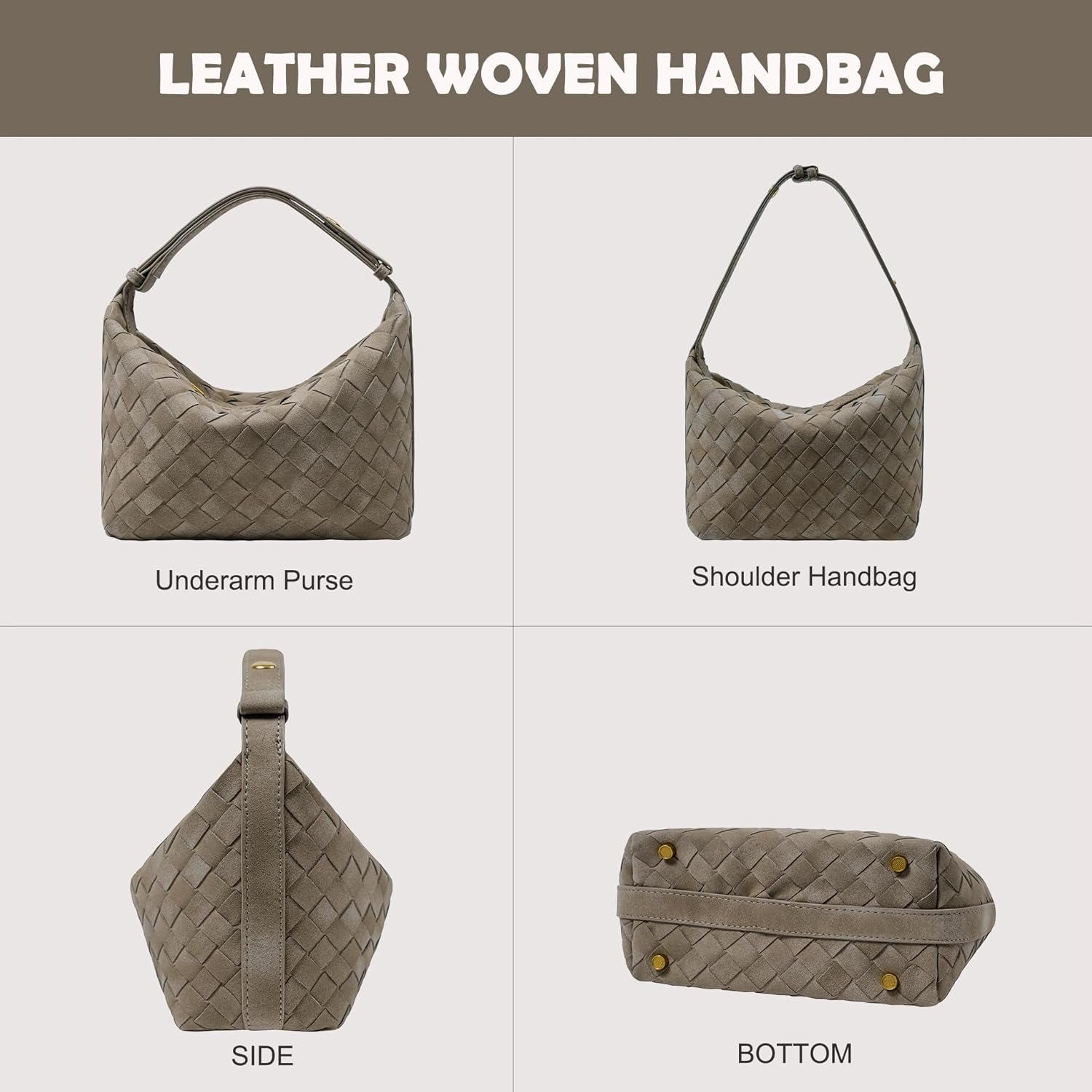 Vegan Leather Woven Tote Bag, Leather Braided Purse Clutch Purse, Woven Top-Handle Shoulder Handbag Crossbody Bag - Image 2